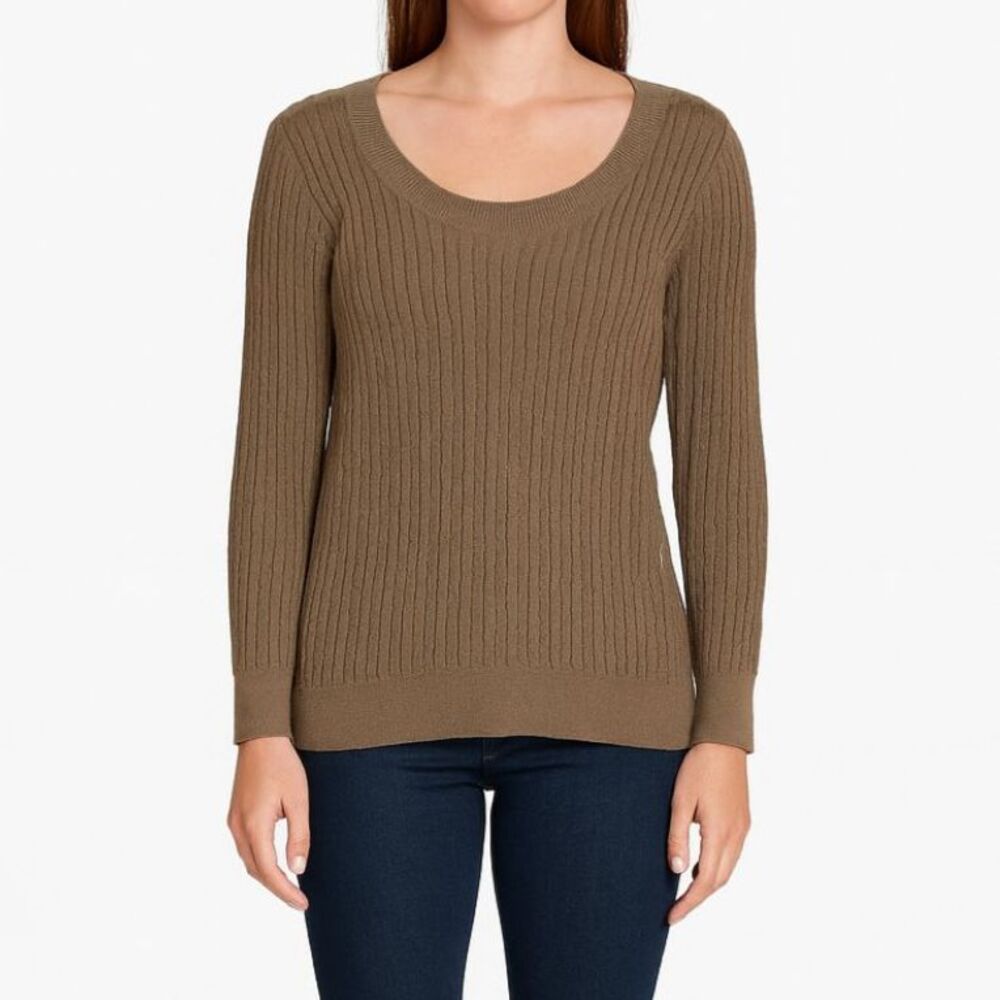 Banana Republic Brown Knit Elbow Sleeve Sweater L Quiet Luxury Heritage